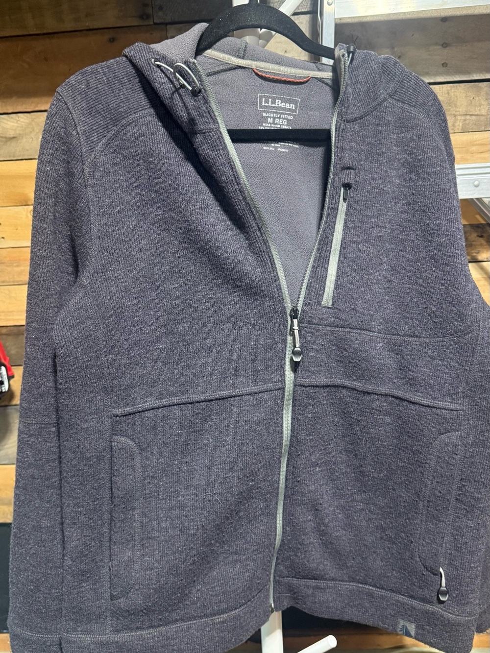 L.L. Bean Men’s Charcoal Heather Zip-Up Hoodie Sweater Medium